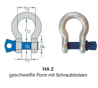 Étrier haute résistance HA2, forme courbée avec goupille
